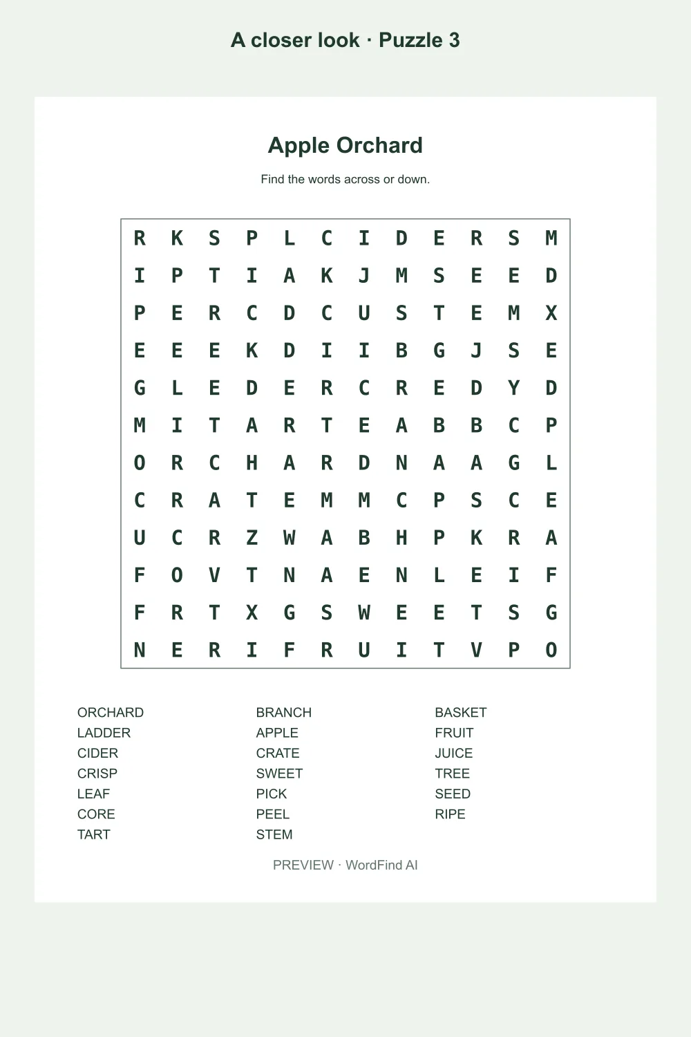 Puzzle 3 preview from Thanksgiving & Christmas Classroom Word Search Pack